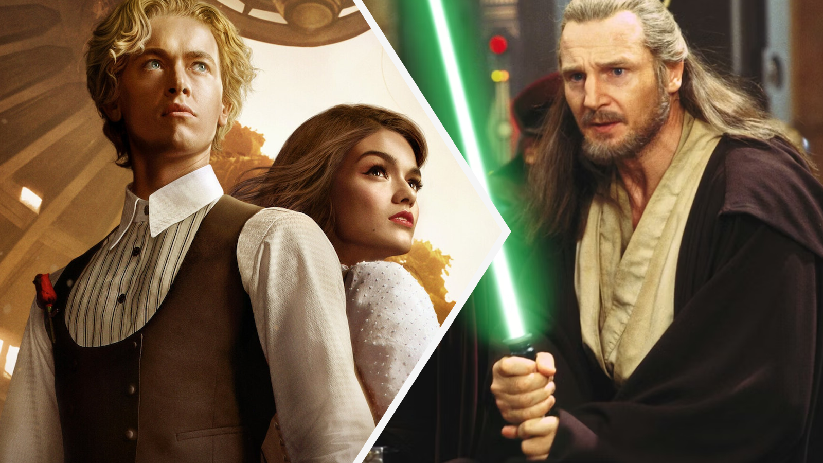 Ballad of Songbirds and Snakes, and Qui Gon Jinn with Lightsaber in Star Wars The Phantom Menace