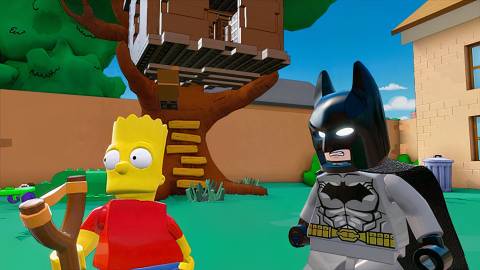 Batman talking to Bart Simpson in LEGO Dimensions (2015)