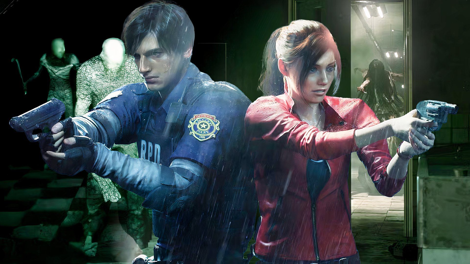 best games like resident evil custom image, leon and claire with monsters from outlast and evil within