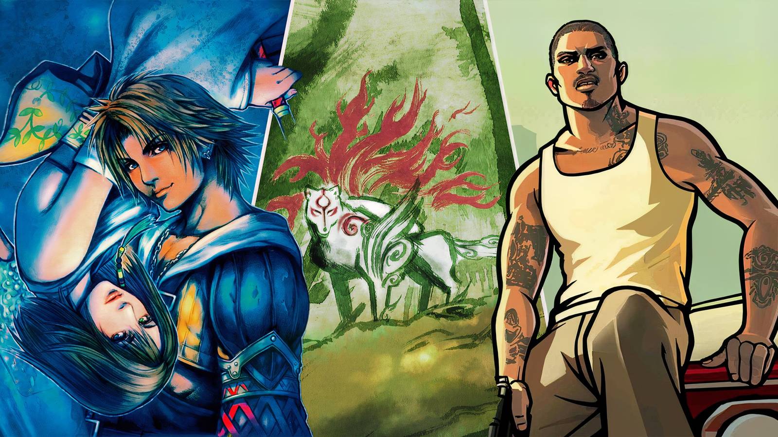best ps2 games - gta san andreas, final fantasy 10, and okami
