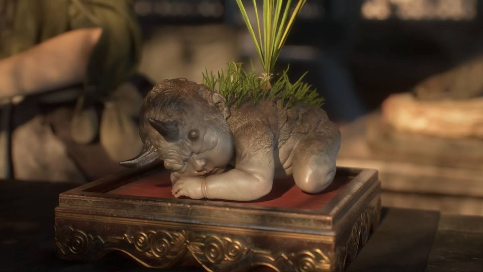 A baby creature from Black Myth Zhong Kui sprouting a plant