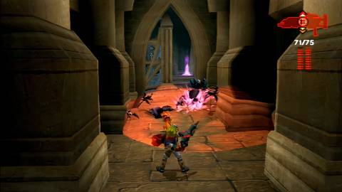 Blasting enemies  in Jak 3 (2004)