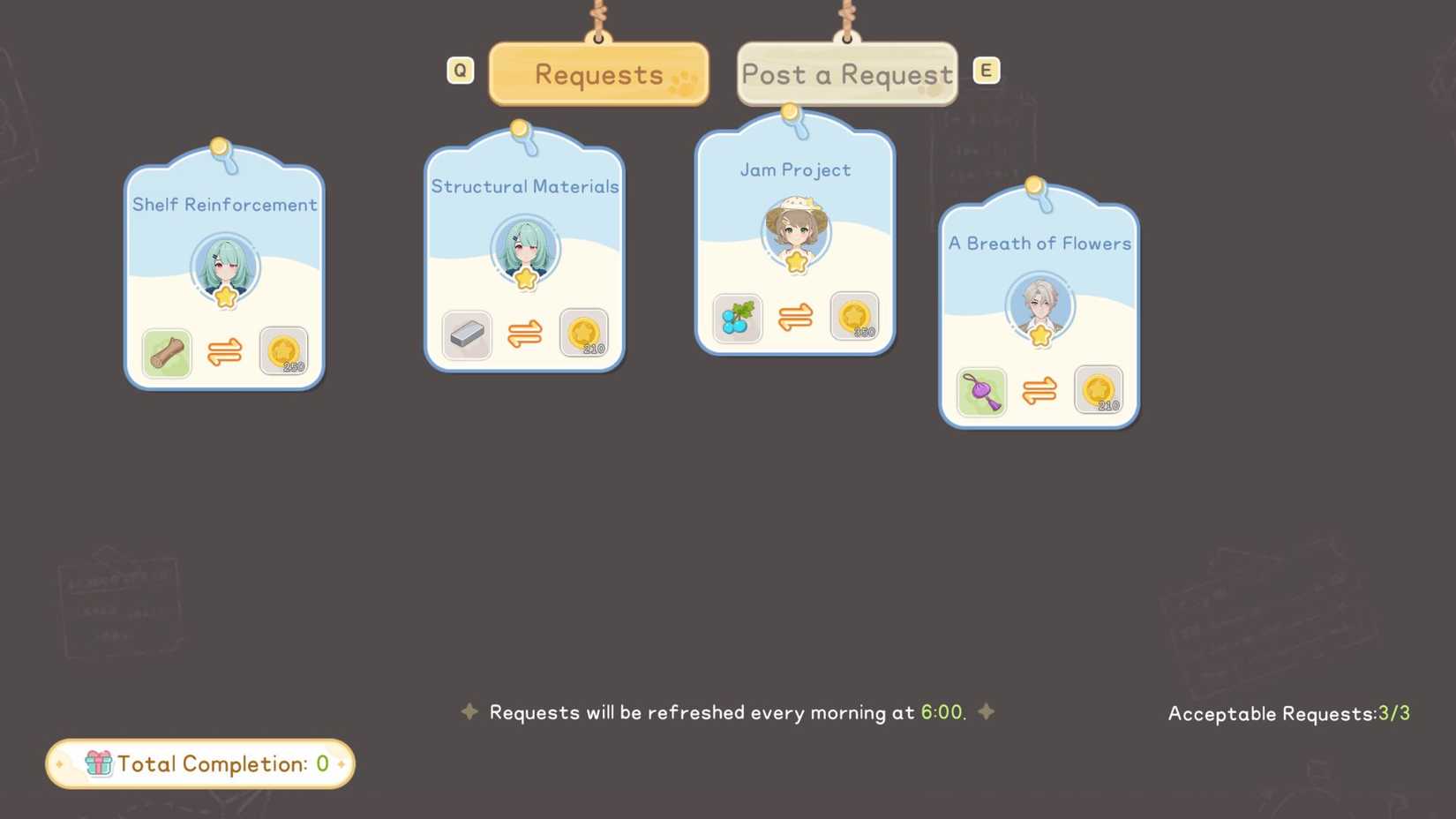 Bulletin Board requests in Starsand Island