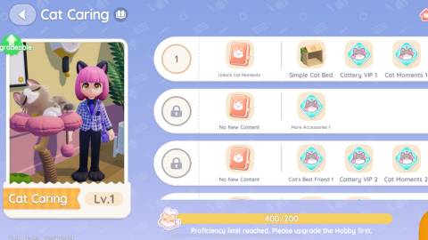 cat caring hobby skills heartopia