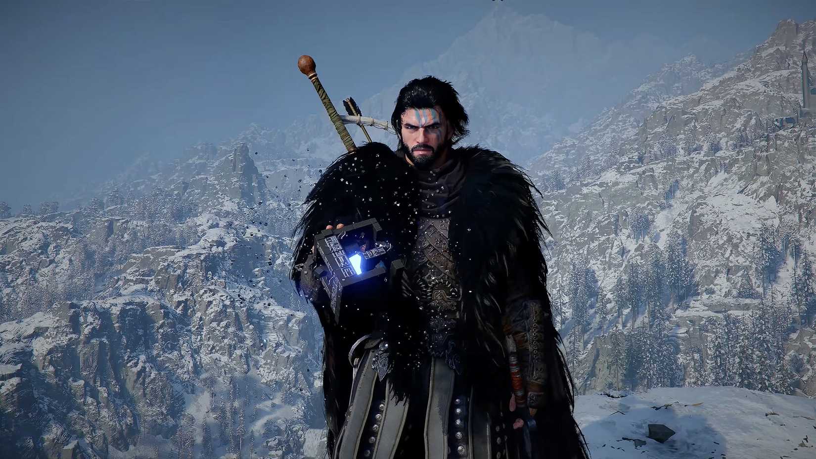 Crimson Desert character holding an artifact.