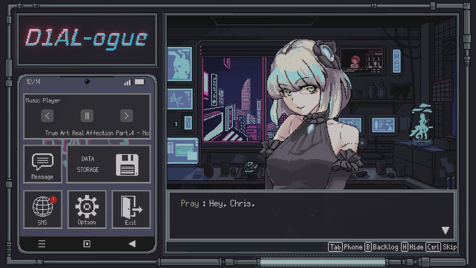 Screenshot gameplay D1AL-ogue, menunjukkan elemen puzzle
