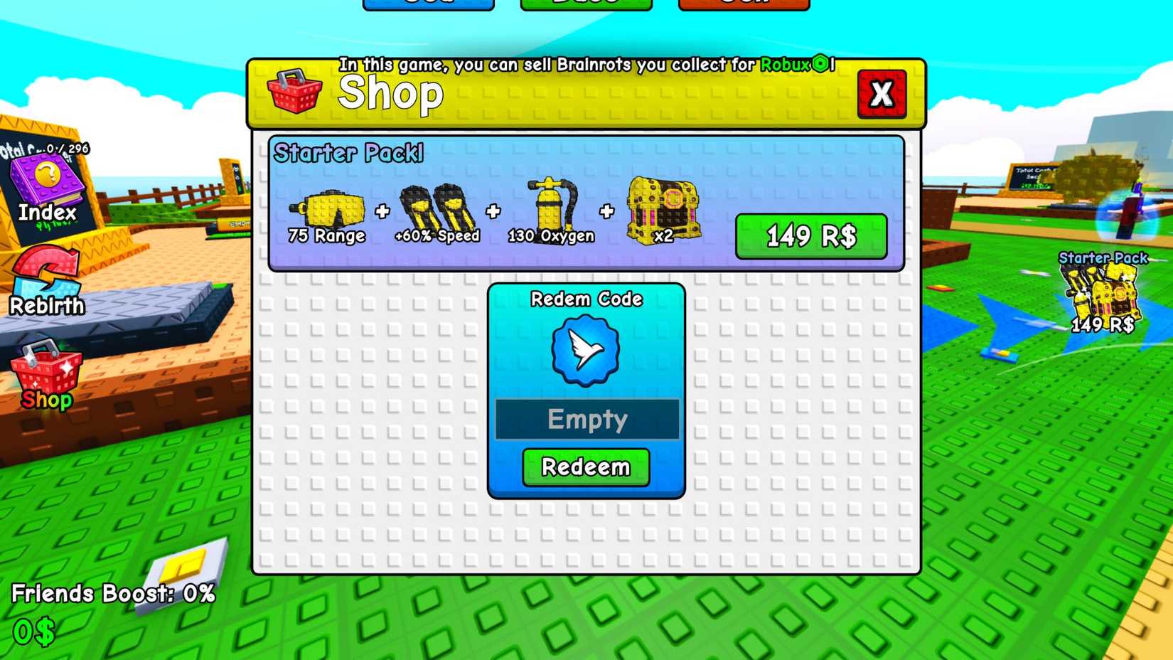 Diving For Brainrots the codes tab