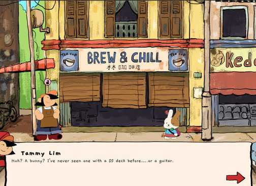 Screenshot DJ Bunny menampilkan karakter kelinci DJ