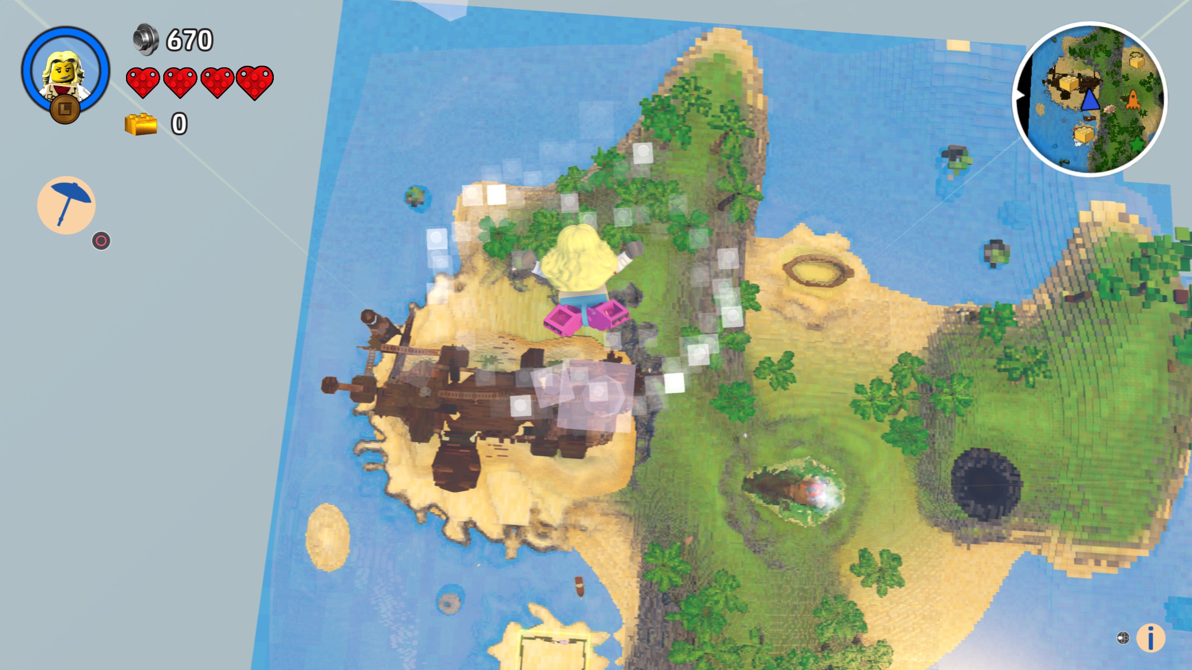 Dropping into a map in LEGO Worlds (2015)
