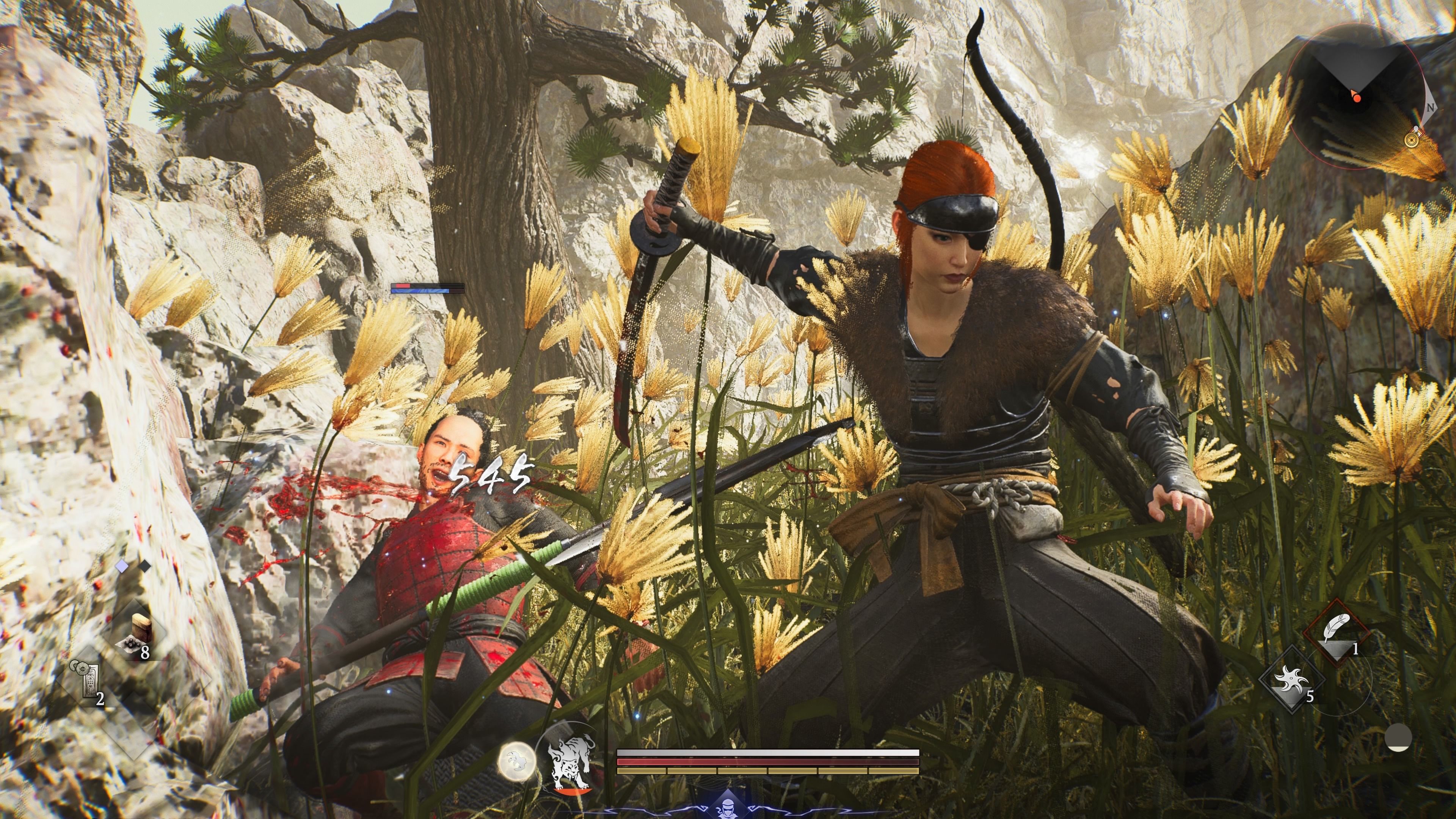 Mengeksekusi musuh di Nioh 3 PS5