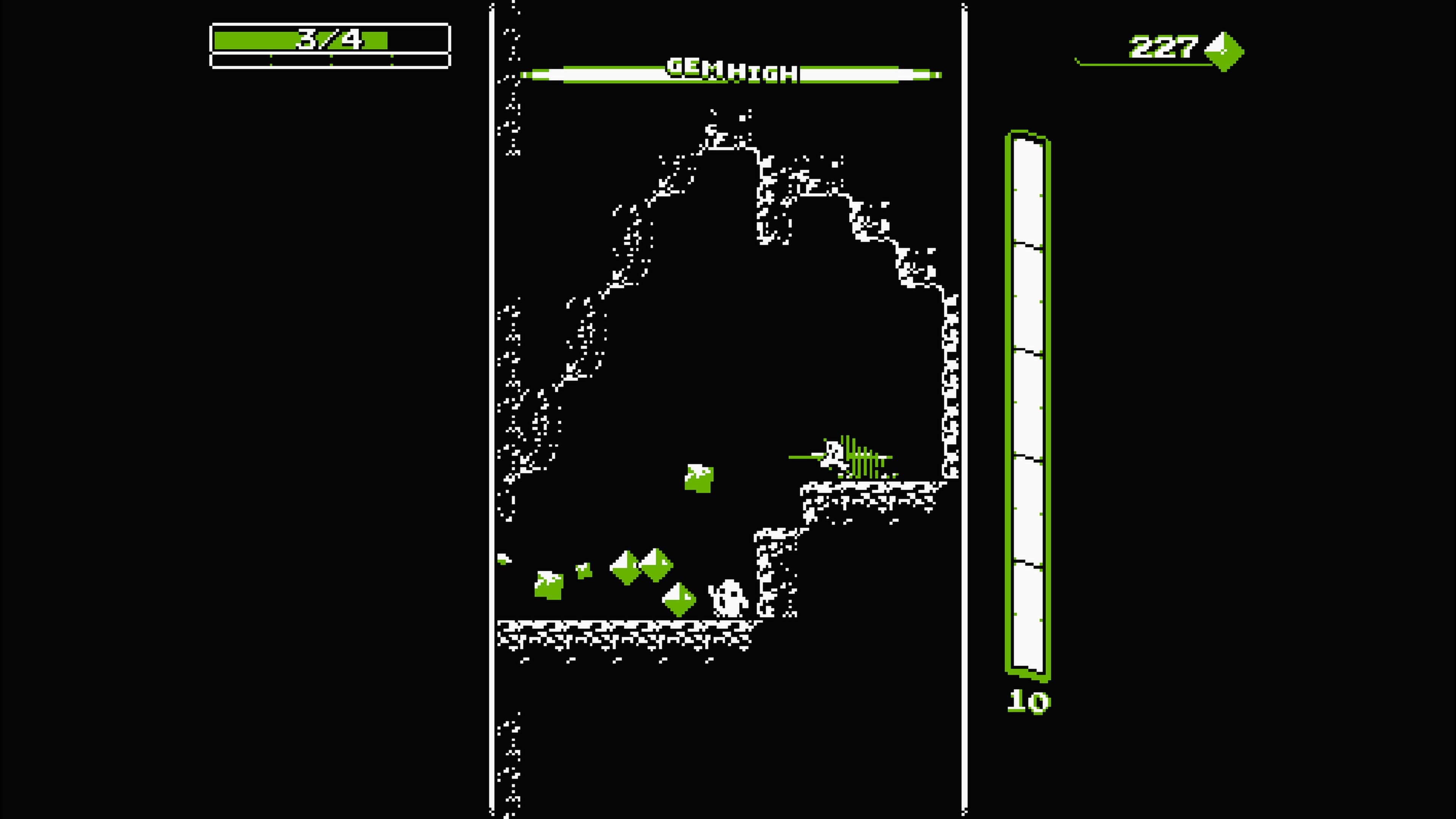 Exploring a cave in Downwell (2015)