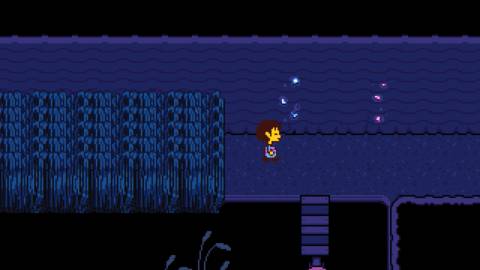 Exploring a dark beach in Undertale (2015)