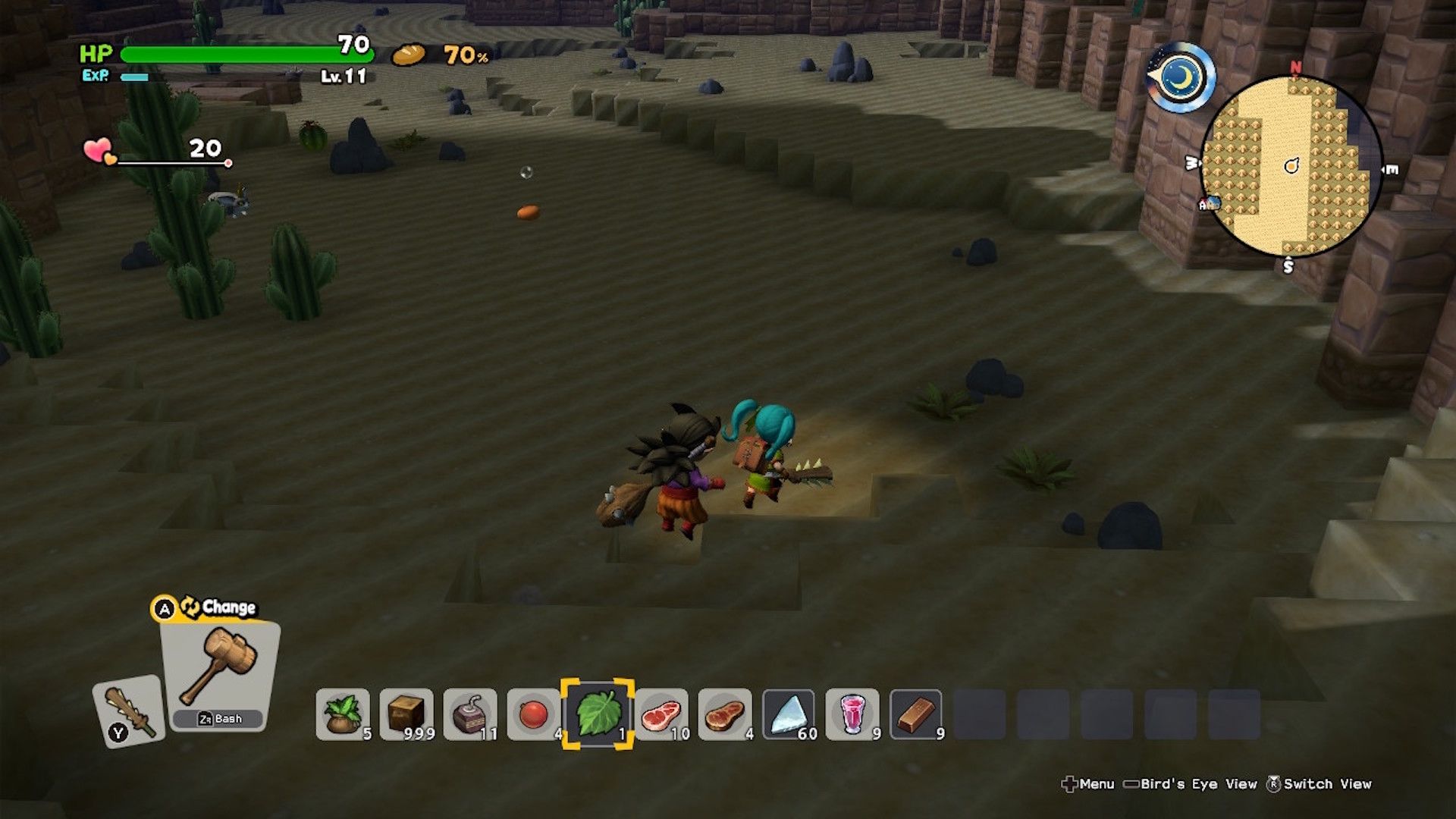 Exploring a desert in Dragon Quest Builders 2 (2019)