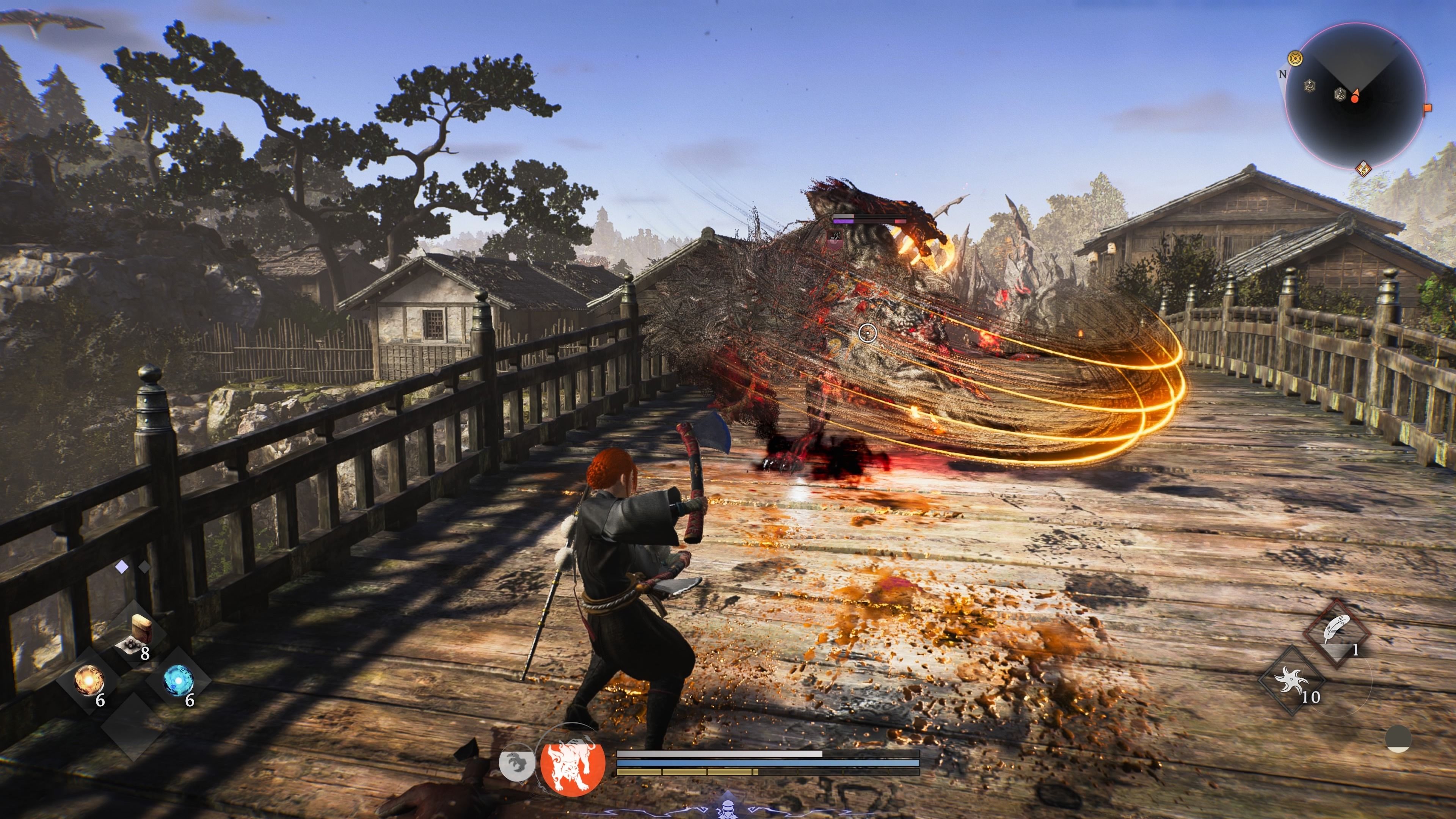 Menghadapi musuh di jembatan Nioh 3 PS5