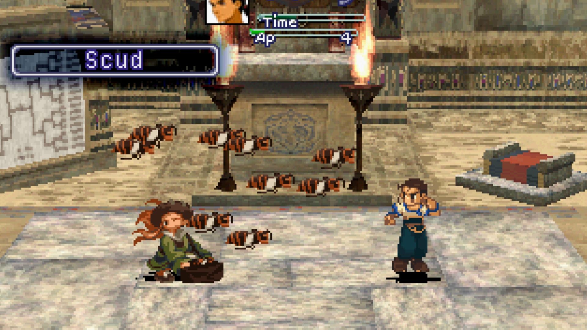 Facing enemies in battle in Xenogears (1998)