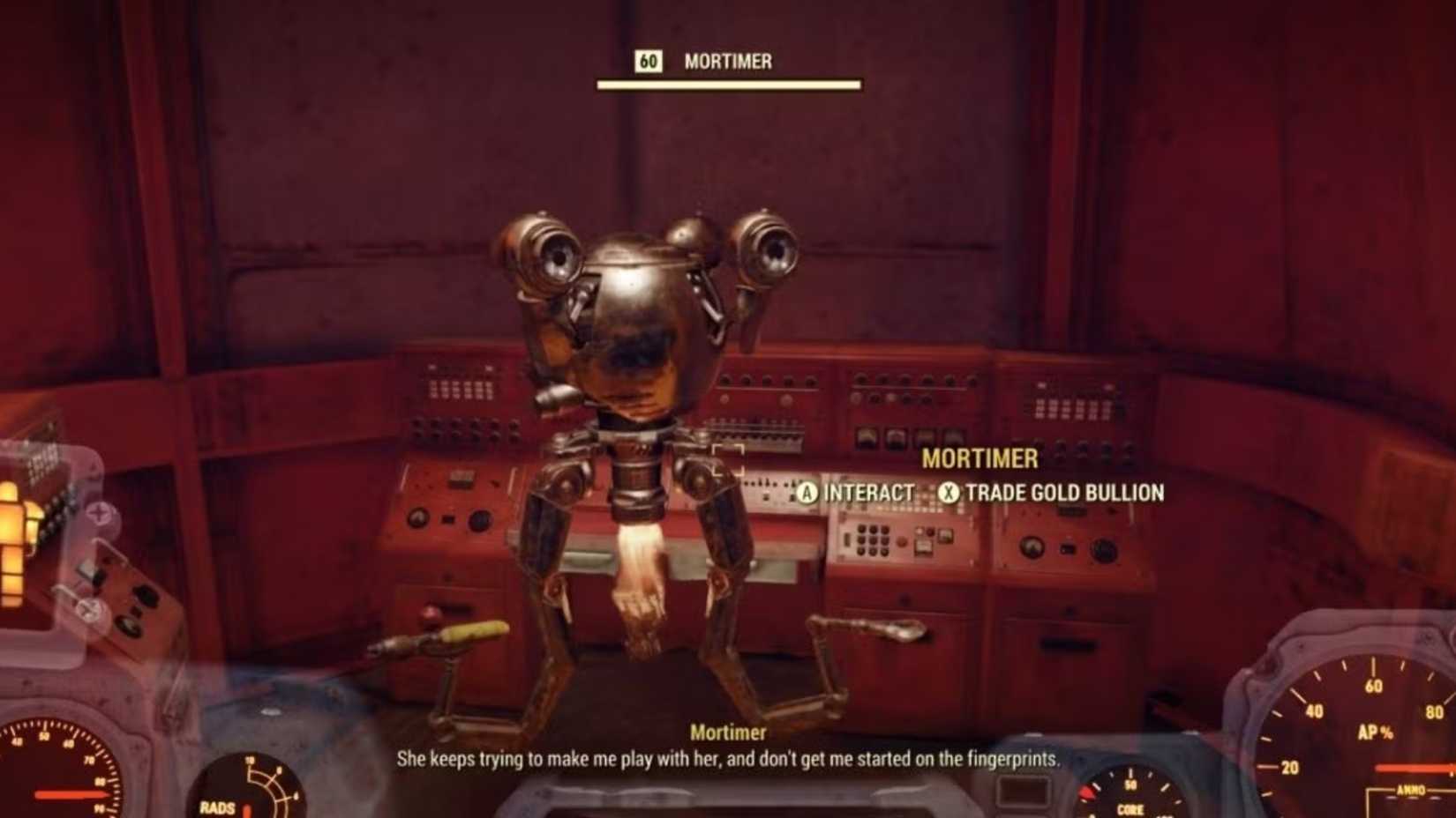 Fallout 76 Mortimer the Mister Handy Robot Gold bullion vendor
