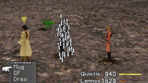 Fighting a battle in Final Fantasy 8 (PS1)