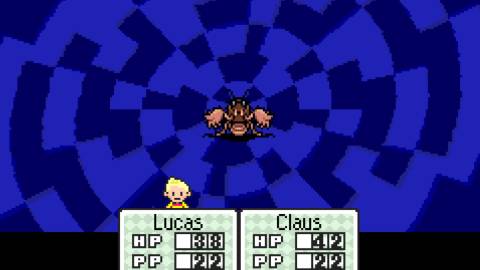 Fighting a bug in battle  in Mother 3 (2006)