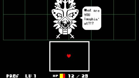 Fighting a chicken monster in battle in Undertale (2015)