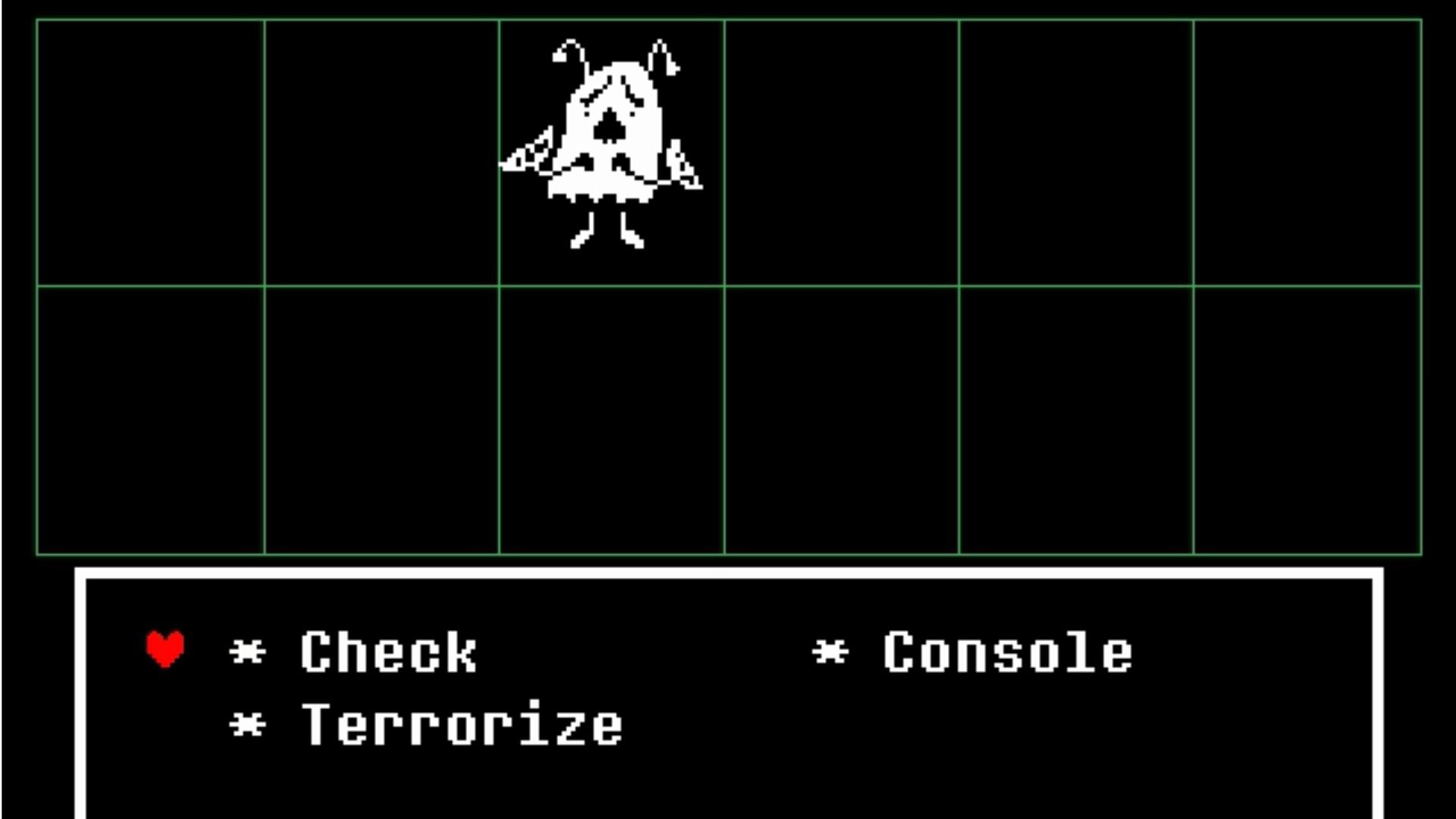 Fighting a ghost monster in battle in Undertale (2015)