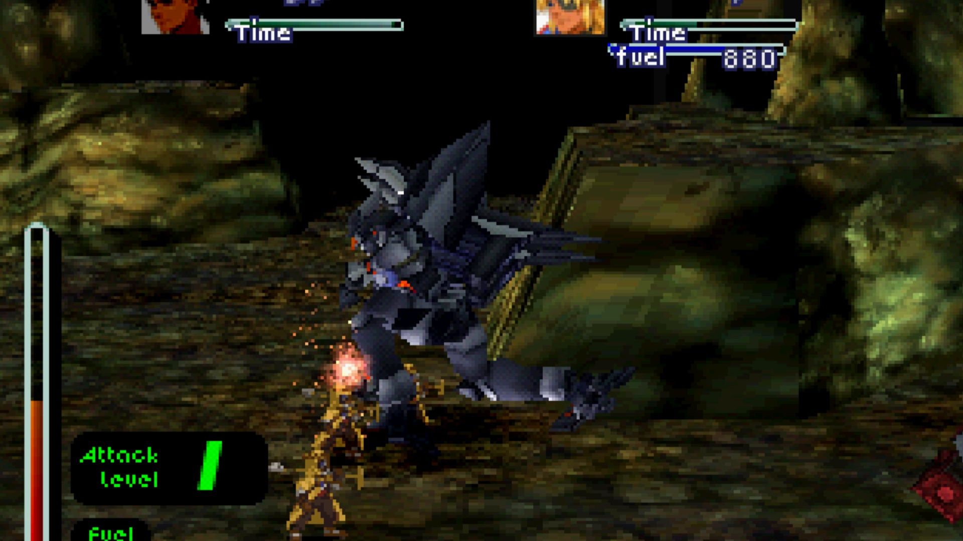 Fighting a mech battle in Xenogears (1998)