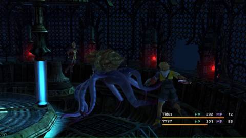 Fighting an underwater battle in Final Fantasy 10 (2001)