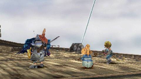 Fighting Black Waltz 3 in battle in Final Fantasy 9 (PS1)