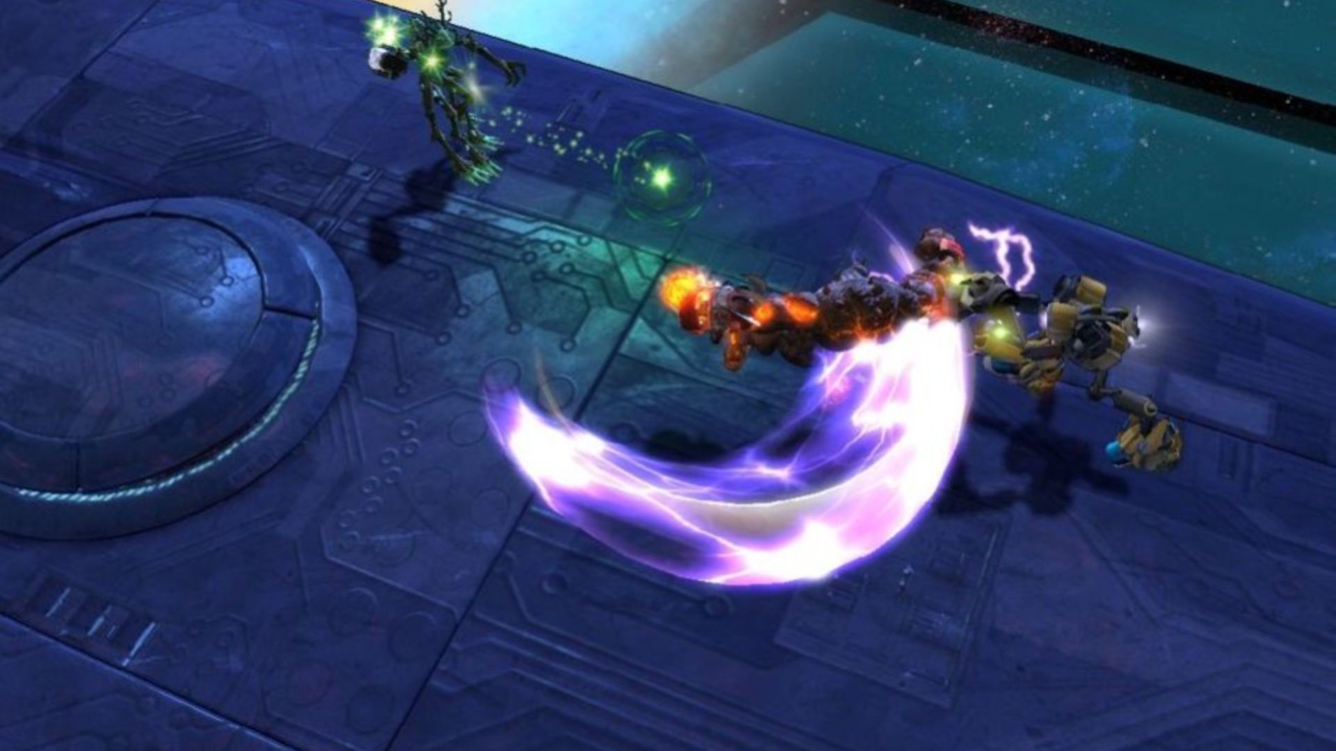 Fighting enemies in Darkspore (2011)