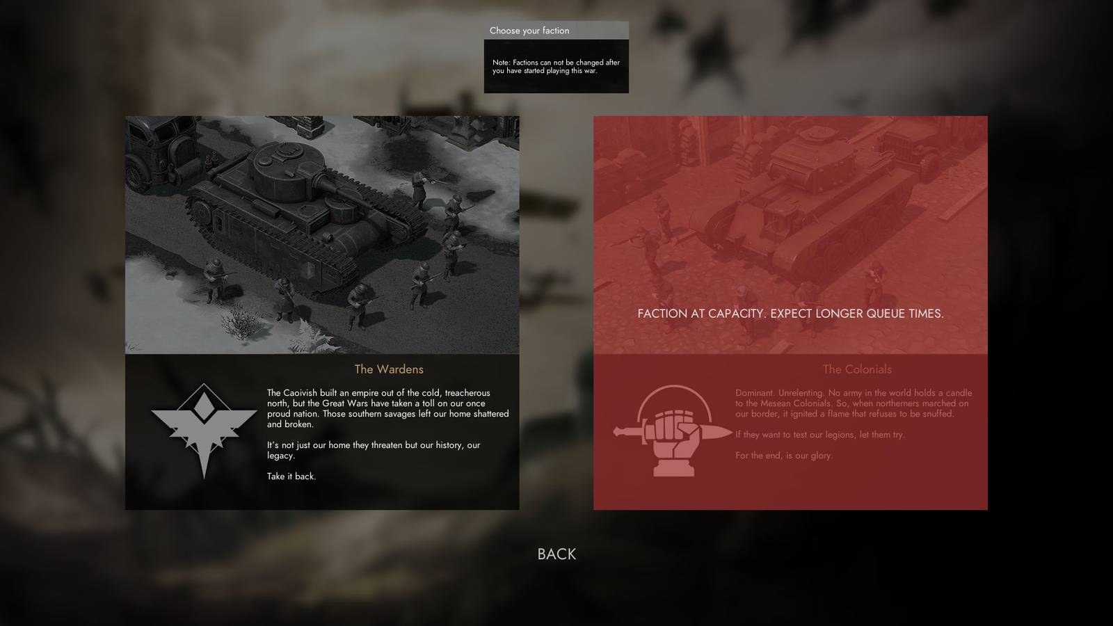 Foxhole - Faction Selection Screen - Wardens & Colonials