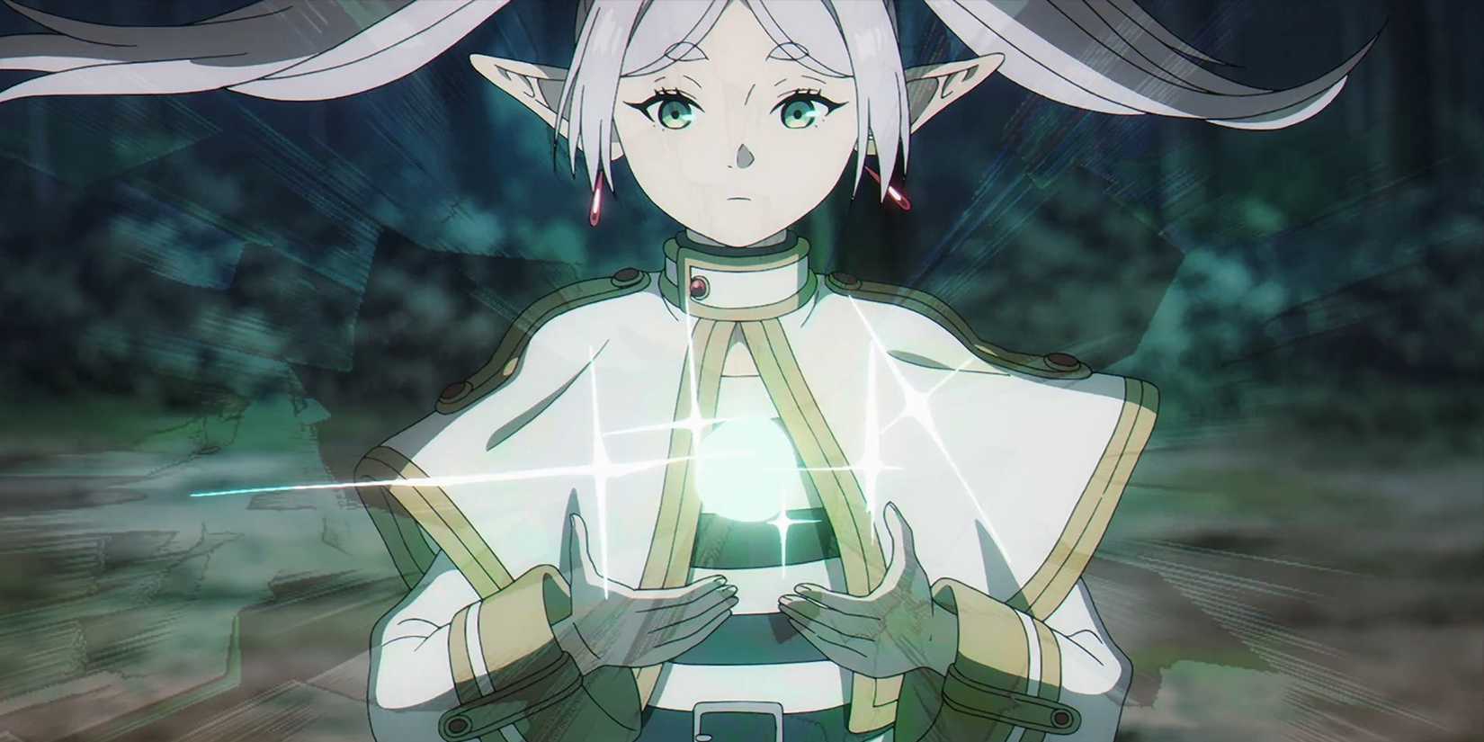 Frieren charges up magic in her hands.