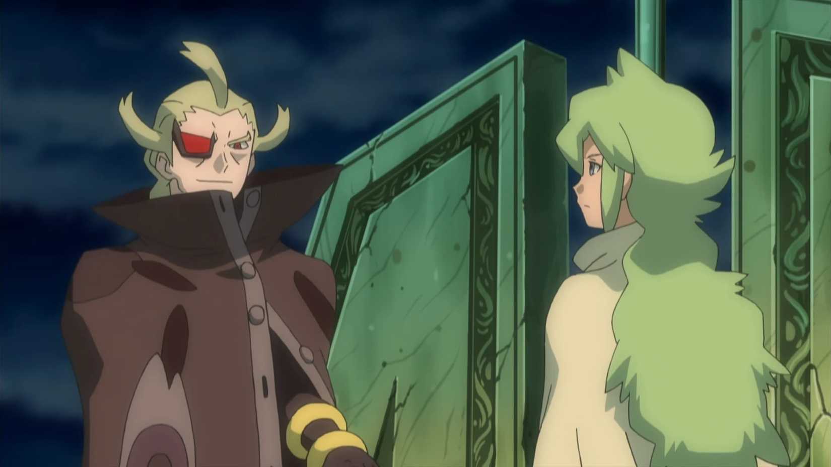 Ghetsis in his Pokemon Black 2 and White 2 outfit with N in the Pokemon anime