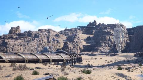 Gilgamesh’s giant form roaming the dessert in Final Fantasy 7 Rebirth