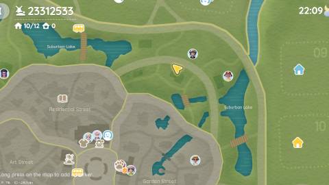 Heartopia Around the Conifer tree in Town Snowman Bubble Location