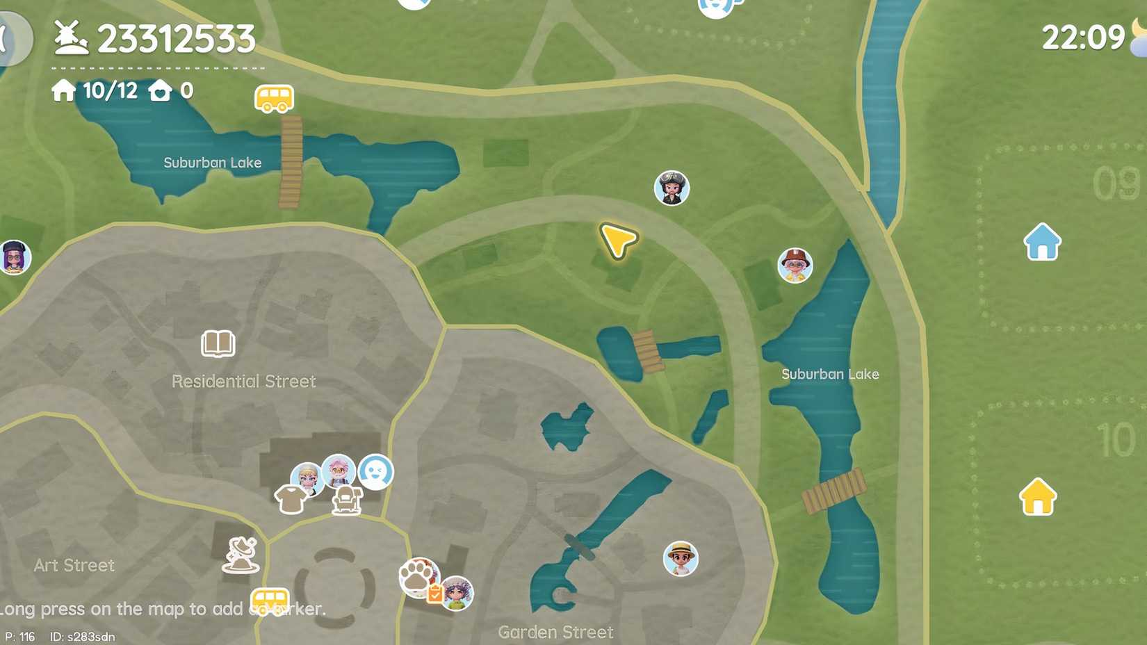 Heartopia Around the Conifer tree in Town Snowman Bubble Location