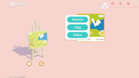 The location of the options to delete, copy, or rename a canvas in Heartopia