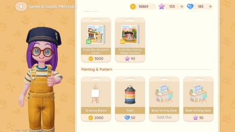 The location of Drawing Boards in Ka Ching's shop in Heartopia