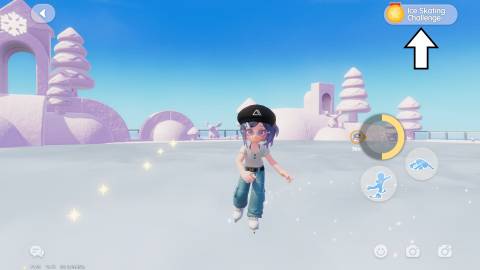 The location of the Ice Skating Challenge button in Heartopia