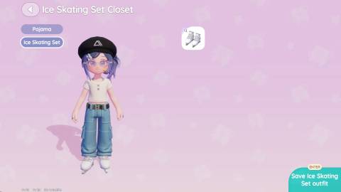 The screen where a player can change their ice skates in Heartopia