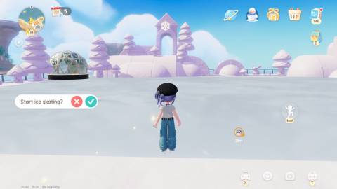 A player entering the Ice Skating Rink in Heartopia