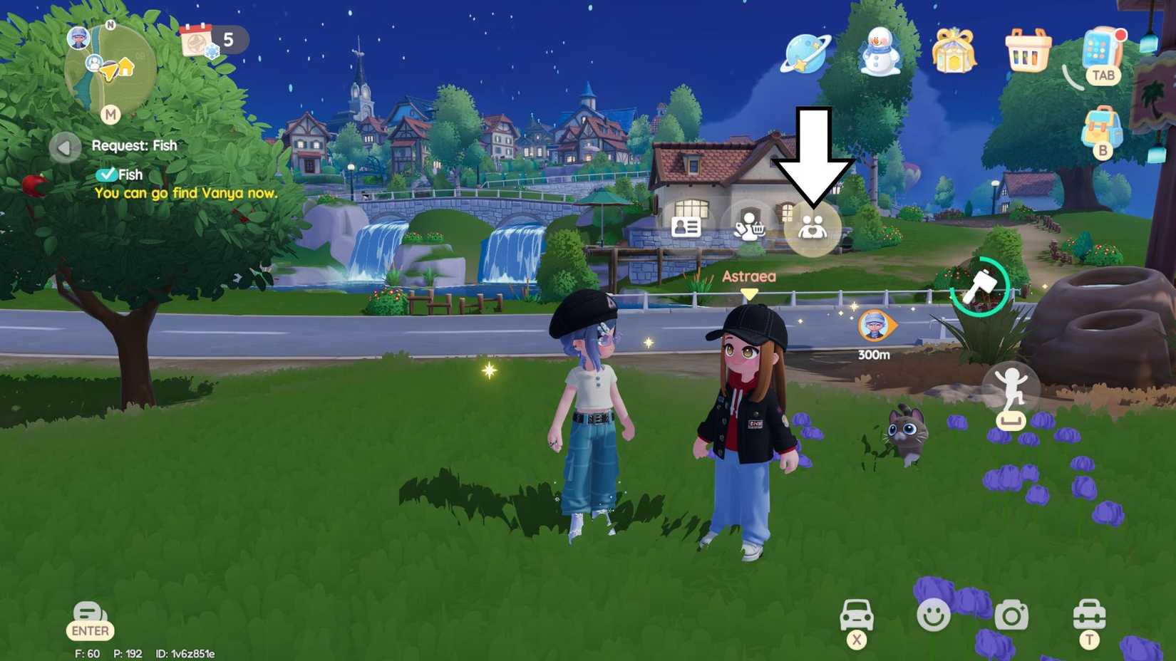 The icon used for performing a two-person action with a friend in Heartopia