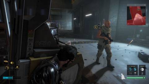 Hiding from an enemy in Deus Ex Mankind Divided (2016)
