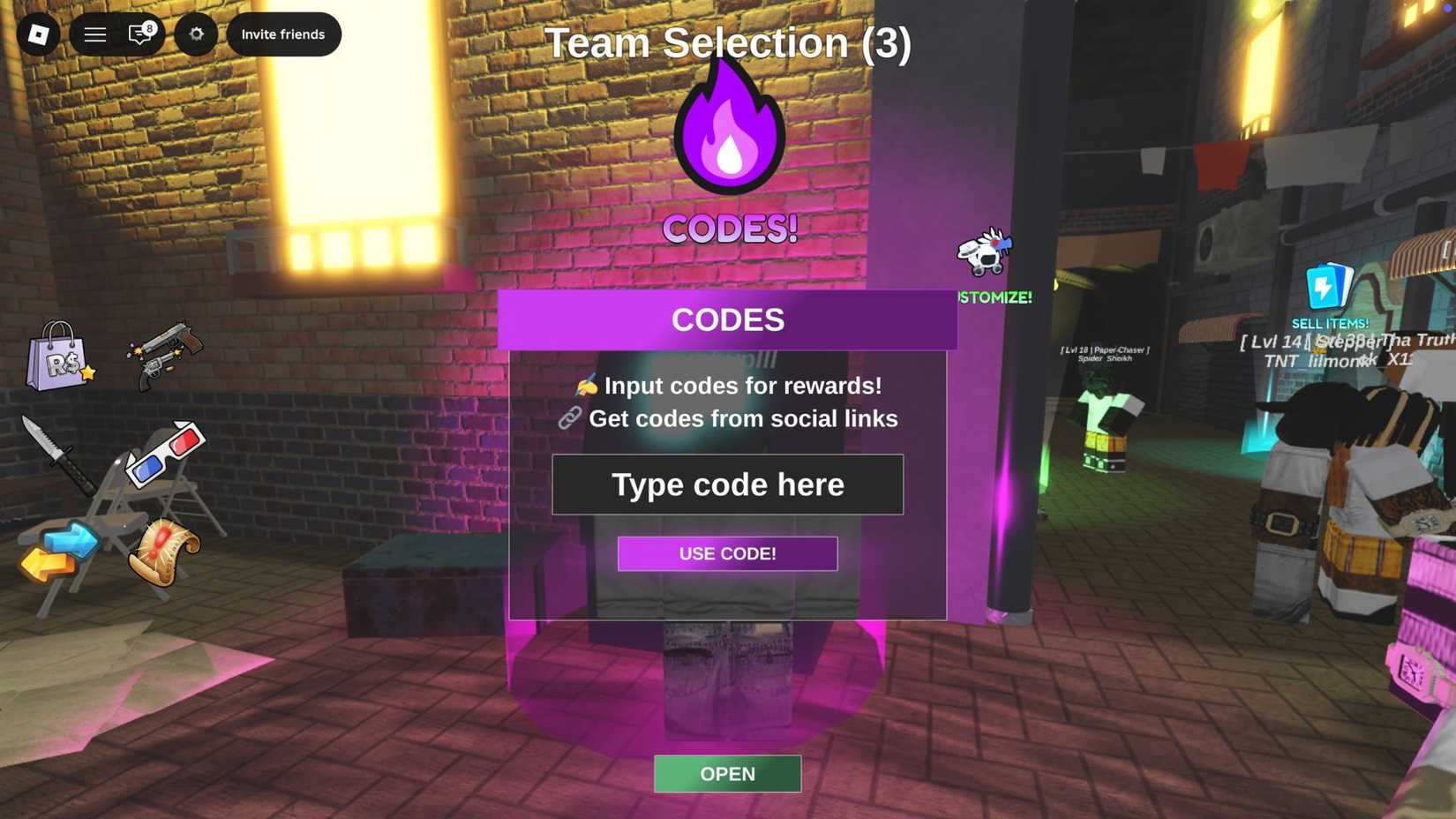 Hood Wars the codes tab