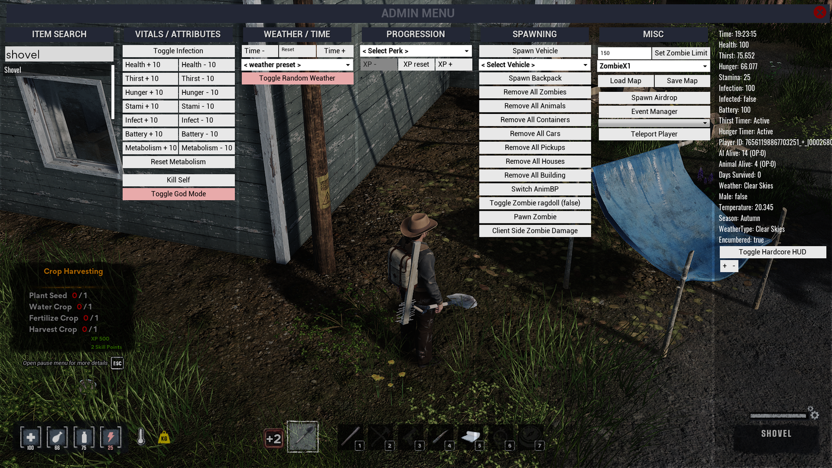 humanitz shovel cheat