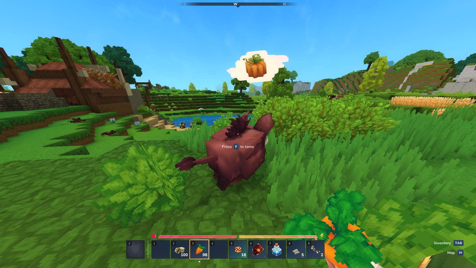 Hytale Boar with Pumpkin Thought Bubble