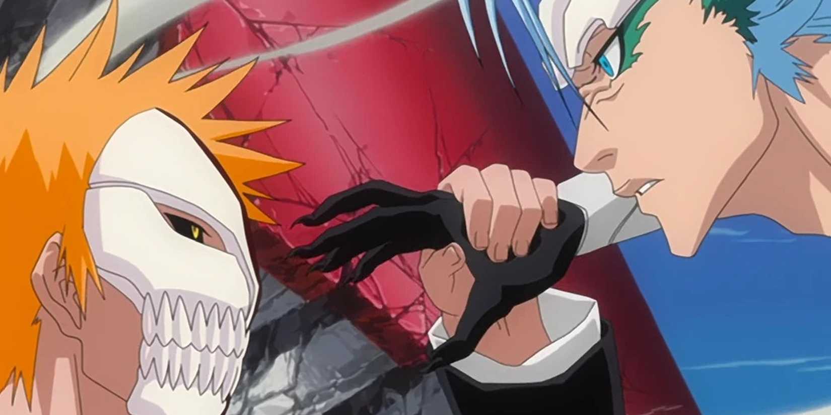 Ichigo grabs his arm and fights Grimmjow.