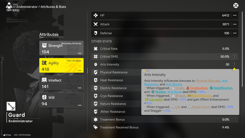 Arknights Endfield Arts Intensity Info