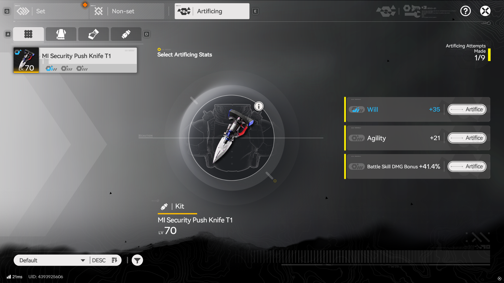 Arknights Endfield Gear Artificing Screen
