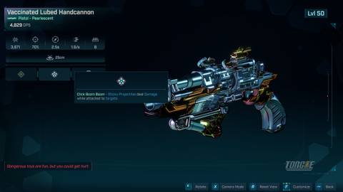 inspecting a pearl weapon