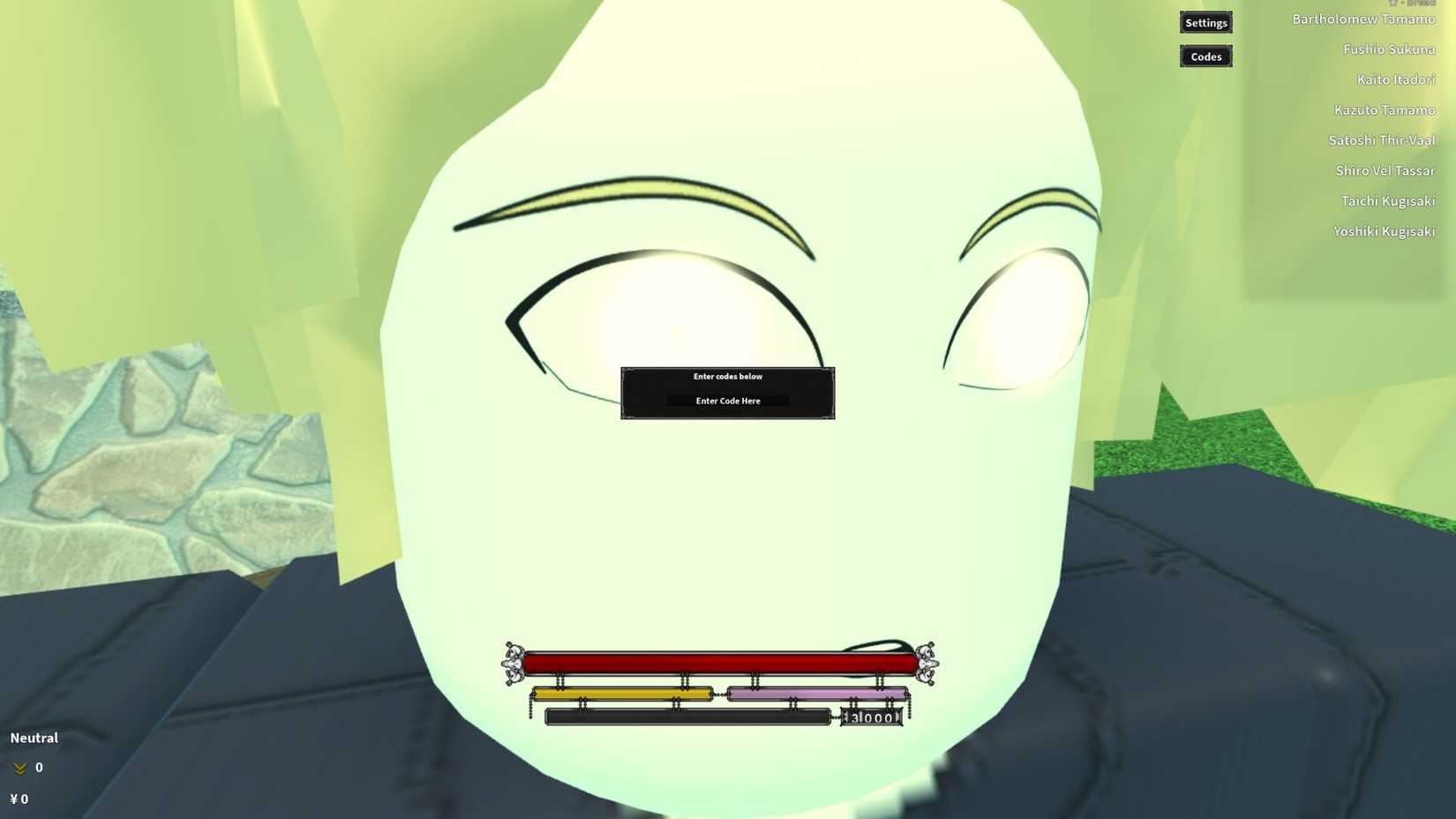 Jujutsu Lineage Codes tab