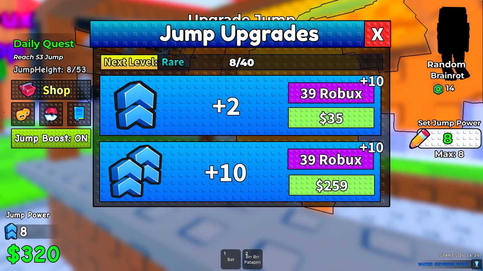 Jump for Brainrots - jump upgrades